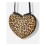 Augusta Textured Leopard Print Heart Crossbody Bag