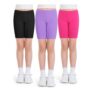 Auranso Girls Cycling Shorts 9-10Y, 3 Pack, Black Rose Purple