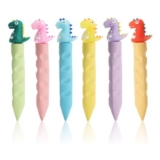 Auroriel 6-Piece Pencil-Shaped Dinosaur Erasers, Soft TPR