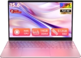 Auusda Laptop, 4Core NextGen NSeries N95 3.4GHz, 16GB RAM 512GB SSD 15.6 FHD laptop compatible with win11, up to 8TB, Fingerprint & Backlit Keyboard, USB3.0, 5000mAh Battery, Rose Gold