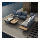 Axis 4-Piece Teak & Aluminum Garden Modular Sofa Set with Coffee Table