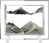 AzureLeap 3D Dynamic Sand Art Liquid Motion Sand Picture Square Glass Deep Sea Sandscape Flowing Frame for Relaxing Desktop Home Office Decor (5inch-Black)