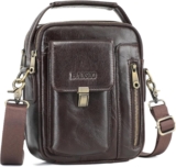 BAIGIO Mens Leather Shoulder Bag Vintage Crossbody Bag Messenger Mens Bag for Hanging Leather Bag Mens Bag with Adjustable Strap for Business Work Travel