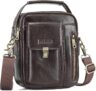 BAIGIO Mens Leather Shoulder Bag Vintage Crossbody Bag Messenger Mens Bag for Hanging Leather Bag Mens Bag with Adjustable Strap for Business Work Travel