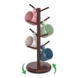 BAMBANG Wooden Mug Tree, 8-Mug Capacity, Rotating Base