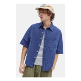 BDG Navy Arlo Stripe Short Sleeve Shirt