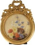BDKMMS Vintage Picture Frame, Round Gold Bow Photo Frames Baroque Ornate Antique Resin Frame for Wall Mount Tabletop Gallery Wall Art