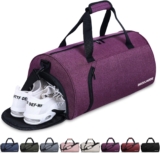 BECOJADDE Gym Bag for Women & Men with Shoe Compartment & Wet Pocket, 35L Travel Sports Duffel Bag for Fitness & Workout, Purple
