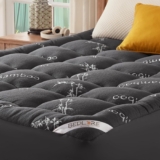 BEDLORE Mattress Topper Double Bed Viscose Derived from Bamboo, Soft Quilted Pad for Back Pain Relief, Thick Mattress Topper with Deep Elastic Pocket (Grey)
