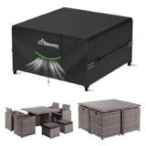 BEEWAY Garden Furniture Cover With Air Vent – 420D Oxford Fabric, Windproof 125x125x74cm – Sold by WEJOYEC / FBA