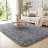 BEIMO 160x230cm Grey Faux Fur Rug, Soft Fluffy Non Slip Living Room Carpet