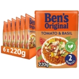 BENS ORIGINAL Tomato and Basil Microwave Rice, Bulk Multipack 6 x 220g Pouches / Roasted Garlic