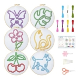BEUNITONE Abstract Animal Embroidery Kit 6-Piece Line Art Set