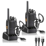BF-88E Walkie Talkies PMR446, 16CH with Earpieces, 2 Pack Licence-free – Sold by Merivon Tech FBA