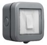 BG Electrical Outdoor Single Wall Switch, Weatherproof, Grey