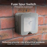 BG Electrical Outdoor Switched Fused Connection Unit with LED Power Indicator, Weatherproof Fused Spur Switch, Grey, 13A, IP66 Rated, WP53