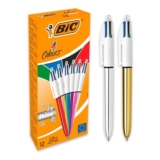 BIC 4 Colours Shine Retractable Pens, 1.0 Mm, Box 12