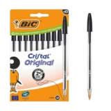 BIC Cristal Original Ballpoint Pens Medium Tip (1 mm) Black, Box of 10
