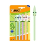 BIC Cristal Pastel Figurines Ball Pens, 1.0 Mm Blue, 5-Pack