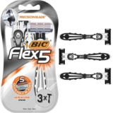 BIC Flex5 Razors – 5 Moveable Nano-tech Blades Plus a Precision Blade for Men – Pack of 3 Disposable Razors
