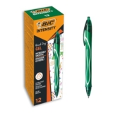BIC Gel-Ocity Quick Dry Gel Pens, 0.7 Mm, Green, 12-Pack