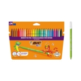 BIC Kids Kid Couleur Felt-Tip Pens, Cardboard Wallet of 24