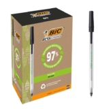 BIC Round Stic ECOlutions Ballpoint Pens – Box of 60 – Black – Medium Writing Point (1.0 mm) Large Office Size