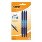 BIC Soft Feel Clic Grip Pen, Blue, Pack of 3