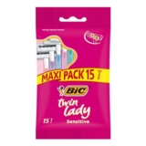BIC Twin Lady Sensitive Disposable Razors, 2-Blade, Pack of 15