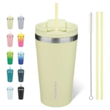 BJPKPK 18oz Insulated Tumbler with lid and Straw Stainless Steel, Macaron Green