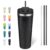 BJPKPK 26oz Insulated Tumbler with lid and Straw Stainless Steel, Black Leopard