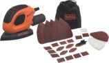 BLACKDECKER 55W Compact Electric Mouse Sander, with Dust Extraction Port and 15 Accessories, Including Sanding Sheets, Detail Sander Tips, and Soft Bag, BEW230BC-GB