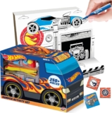 BLADEZ Hot Wheels Bumper Activity Set – 250 Piece Arts & Crafts Kit Licensed Stationery Kit: pens, stickers, pom poms, stampers, kids craft set, ages 3, Creative Maker Kitz by Bladez Toyz