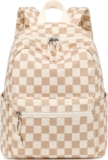 BLUBOON Mini Backpacks for Girls Toddler Backpack Purse School Bookbag Kawaii Backpack Women (Brown white grid)