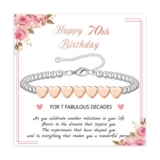 BMMYE 70th Birthday Silver Bead Bracelet with Rose Gold Heart
