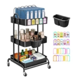 BOHEMIABY 3-Tier Rolling Storage Trolley, Black Metal Cart