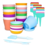 BOJVESH 36-Piece Colorful Thick Plastic Plant Pots with Labels