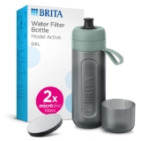 BRITA Sports Water Filter Bottle Model Active Dark Green (600ml) incl. 2x MicroDisc Filters
