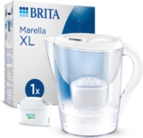 BRITA Water Filter Jug MAXTRA Marella XL, 1x Pure Performance cartridge White (3.5L) large-volume pitcher with digital LTI, Flip-Lid and SmartBox packaging reducing PFAS, chlorine, metals & more