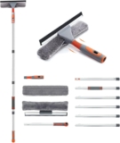Baban Squeegee Window Cleaner 2 in 1 Window Cleaning Tool with 1 Elbow- and 7 Straight Extension Pole