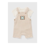Baby Brown Stripe Crochet Top & Dungaree Set