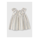 Baby Cream Stripe Frill Neck Dress (Newborn – 23mths) 0-3 Months