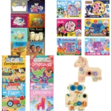 Baby Event: Baby Picture Flat Book £0.79 / Giant Sticker Activity Book £1.99 / Play Felt & Learn £2.49 / Montessori Busy Board £9.99 More