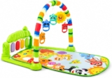 Baby Play Mat Gym 6-in-1 Activity Center with Kick Piano, Sensory Toys & Mirror, Extra Guardrail Tummy Time Play Mat for Newborn to 12 Months Baby Activity Gym & Play Mat (Green)