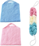 Back Scrubber for Shower, 3-Piece Exfoliating Set for Deep Cleansing, Long Handle Back Washer for Hard-to-Reach Areas, Ideal for Post-Workout and Daily Use in Navy Blue and Pink