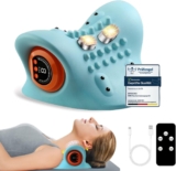 Back Shoulder and Neck Massager with Heat, EMS Back Neck Massager(Blue) Neck and Shoulder Relaxer, Neck Cloud – Cervical Traction Device,Cervical Neck Traction Pillow,3 Modes,6 Speeds