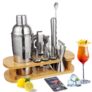 Baker Boutique Cocktail Shaker Set, 17pcs with Wooden Display Stand & Cocktail Book – With Voucher – Sold by BAKER BOUTIQUE FBA