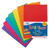 Baker Ross AV535 A4 Rainbow Coloured Card – Pack of 50 Sheets, 220gsm, Assorted Colours, Card Making, Scrapbooking, Craft Supplies