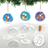 Baker Ross Festive Llama Colour in Baubles Pack of 8, Bauble Craft Kits for Kids, Make Your Own Christmas Decorations (AX595)