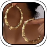 Bamboo Earrings for Women Large Gold Tone Bamboo Hoop Earrings Chunky Gold Earring 90s Outfit Accessories Statement Hoop Jewellery Gift for Her